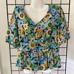 CAbi M Happy Top Floral Print NWOT